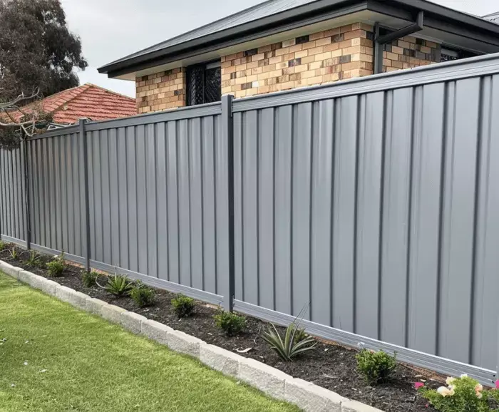 A colorbond fence with a greyish silver shade in Geelong